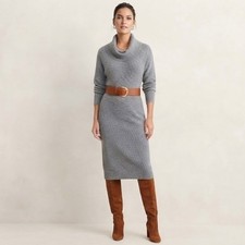 Express Gray Cowl Neck XL Ribbed Knit Midi Sweater Dress Dolman Sleeve NWT picture