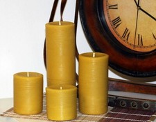Handmade 100% Pure Beeswax Pillar Candles 100% Cotton Wick 3