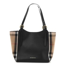 Burberry Canterbury Tote — Black Derby Leather & House Check Excellent Condition picture