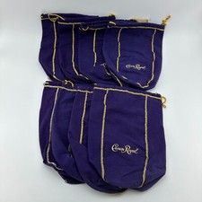 CROWN ROYAL Drawstring Bags Lot 8 Purple Gold Whiskey Bottle Pouches 12x8.5 picture