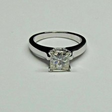 IGI 3Ct Princess-Cut E/VS Lab Grown Diamond Solitaire Promise Ring 14KWhite Gold picture
