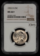 1955-D 25c Silver Washington Quarter - PCGS MS 66+ Plus - SKU-X7043 picture