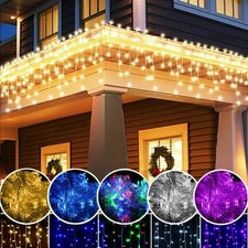 96-960 LED Hanging Icicle Curtain Lights Outdoor Fairy String Xmas Wedding Decor picture