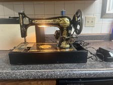 Working Vintage Singer Sewing Machine Model 15 With Champion Motor In Case picture