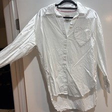 Women’s White Bennett Buttondown Maeve Heart Pocket Edition Anthropologie Sz M picture