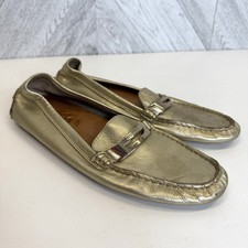 Coach Nola Driving Loafers Shoes Moccasins Gold Metallic Womens Size 9.5 B picture