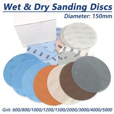 Wet and Dry Sanding Discs Round Sandpaper Film Pads 600-5000 Grit 6 Inch 150mm picture