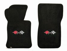 New 1963-1967 Chevy Corvette Black Floor mats w/ Corvette Flags Embroidered Set picture