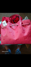 Michael Kors Pink Pebbled Logo Satchel Top Handle Buckle Silver Hardware picture