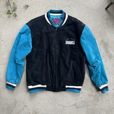 Vintage Jeff Hamilton Pro Sport San Jose Sharks Suede Jacket NHL Leather M 90s picture