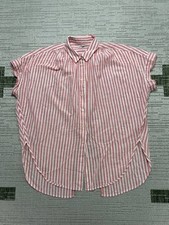 Madewell Shirt Womens Small Pink White Cotton Button Up Blouse  picture