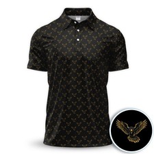 Golden Eagle Pattern Men s Golf Polo Shirt Bird Lover Gift picture