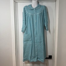 NWT National House Patio Dress 2X Blue Gingham Muumuu Pearl Snap Robe Artsy VTG picture