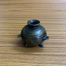 18th C Antique or old Hand Crafted Brass Ink Well Pot rarest Shape & early picture