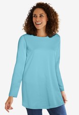 Woman Within Plus Size Perfect Long-Sleeve Crewneck Tunic - 42/44 Seamist Blue picture