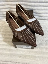 Linea Paolo Brown Pointed Toe Beaded Slip-On Flats 13M picture