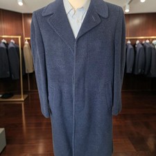 Vintage 1940s Alpaca Wool Overcoat 40r Blue picture