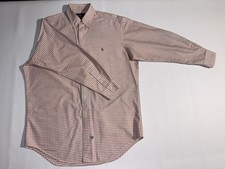 VTG Ralph Lauren Men's 15 1/2-32 Cream Checkered Yarmouth Dress Shirt Cotton picture