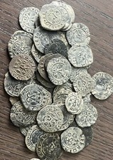 1400s Cuartillo Silver Cob Colonial Spanish Silver Pirate Gold Era Old Spain 1c. picture