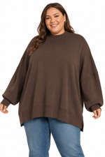 PLUS SIZE ZENANA SIDE SLIT OVERSIZED SWEATER picture