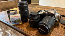 Canon EOS Rebel Digital SLR 6.3MP Silver w/ 18-55mm & 75-300mm Lenses picture