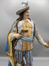 Large Antique French Sevres Paul Duboy  Musketeer Porcelain Figurine 13.5