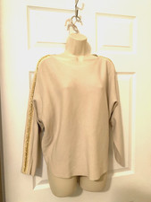LIV Milano Women's Size L Beige w/Gold accents Pullover Sweater Soft-NWTS picture