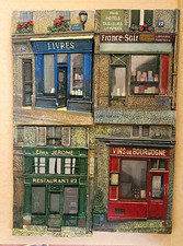 Vintage Chiu Tak Hak 3D Resin Wall Plaques - Paris Storefronts Set Of 4 picture