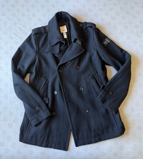 Diesel Archive Men's Black Wool Peacoat Jacket Size XXL Lamb Leather picture