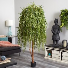 7’ Willow Artificial Tree (Real Touch) w/ Natural Trunk Home Decor. Retail $422 picture