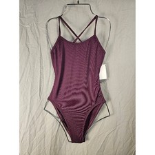 TYR Womens Performance One Piece Swimsuit Burgundy Cross Back Size 28 S picture