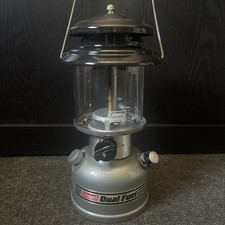 Coleman 285 Dual Fuel Lantern 03/93 Silver Gray Black Lid Vintage Camping Gear picture
