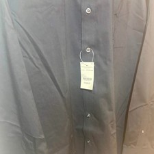 Stafford Travel Easy-Care Broadcloth Dress Shirt Men's 18 36-37 Black Fitted NWT picture