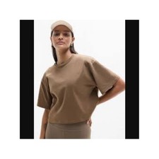 Athleta True Cotton Crop Tee Clay Size Medium picture