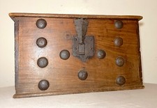 Rare antique 18th century wrought iron adorned wood blanket chest trunk box picture