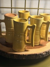 Frankoma Pottery Demitasse Espresso Cup Mug #26DC Yellow Gold Set Of 5 picture