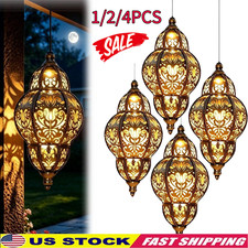 1/2/4x Hanging Solar Lights Outdoor Decor Solar Metal Lantern for Yard Garden US picture