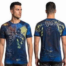 Rare $62 AFFLICTION Blue PORTRAIT Short Sleeve Slim Fit Y2K T-shirt NWT picture