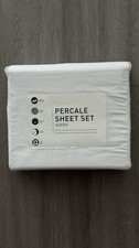 Textiles Macy’s Queen Percale Sheet Set 4-Pc White New MSRP $140 picture