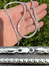 Real 925 Sterling Silver Diamond Cut Sparkle Ice Rope Chain Necklace 4mm 16-30