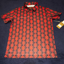 Platini Men's Polo Shirt L Black/Red Short Sleeve Geometric PGP11004 picture