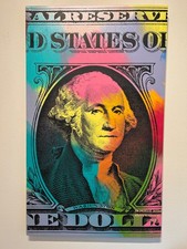 STEVE KAUFMAN ORIGINAL  Painting George Washington $1 bill signed picture