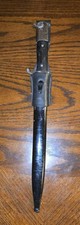 Vintage WWII 1944 Original Steel Spear Point Bayonet w/ Black Scabbard Sheath picture