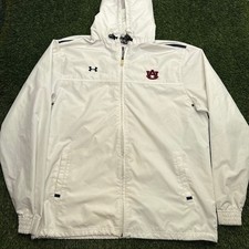 Auburn Tigers Under Armour Windbreaker Jacket Mens XL White Full Zip War Eagle picture