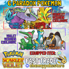 WALKING WAKE - GOUGING FIRE - RAGING BOLT - IRON LEAVES BOULDER CROWN ⚡ POKEMON picture