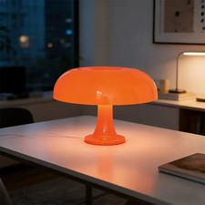 Mid Century Modern Mushroom Table Lamp, Orange Brand New picture