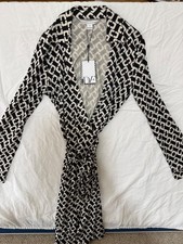 Size 10 NWT DVF Diane von Furstenberg New Jeanne Chain Link Silk Wrap Dress picture