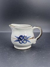 Vintage Studio Pottery Stoneware Creamer Cobalt Blue Berry Hand Painted 3.5” picture