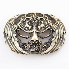 Brass belt buckle Yggdrasil, Scandinavian Nordic Celtic Norse mythology picture