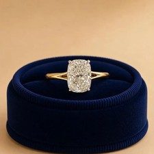 IGI 3 Ct Cushion Cut E/VS1 Lab Grown Diamond Split Shank Ring 14K Yellow Gold picture